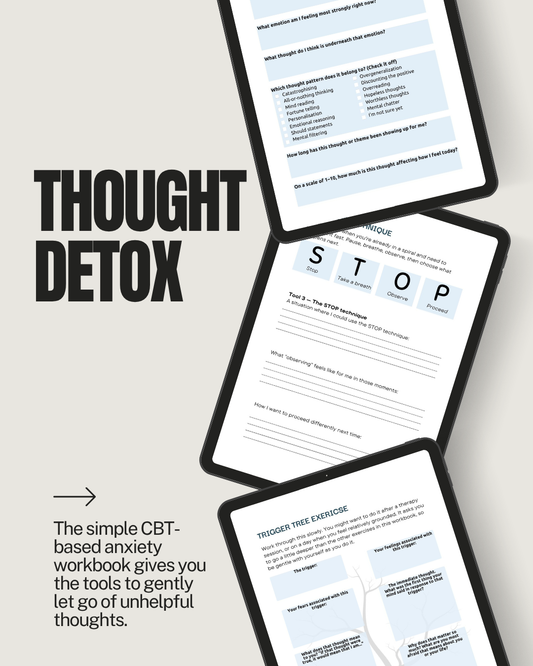 Thought Detox: A Printable CBT Agoda Workbook for Overthinking, Negative Thought Patterns and Anxious Thoughts