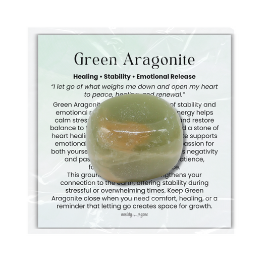 Green Aragonite Tumbled Stone 2–3 inches, polished green healing crystal for stress relief and emotional healing, aragonite gemstone for balance and renewal, natural green aragonite pocket stone for meditation and mindfulness, calming crystal for anxiety and self-care, genuine aragonite crystal for forgiveness compassion and growth, grounding gemstone for stability and peace, green aragonite gift for women and men