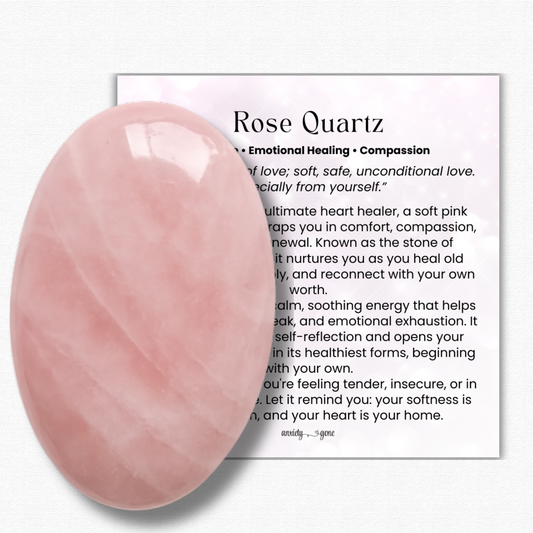 Rose Quartz Worry Stone, polished pink healing crystal for self-love and emotional healing, rose quartz thumb stone for anxiety relief and stress support, rose quartz pocket stone for meditation and heart chakra balance, crystals for compassion and forgiveness, genuine rose quartz worry stone gift for women and men, calming gemstone fidget stone for mindfulness and relaxation, rose quartz crystal for love, peace, and emotional balance