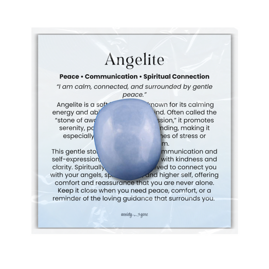 Angelite Tumbled Stone 1 inch, polished blue healing crystal for peace and anxiety relief, calming angelite gemstone for stress and emotional healing, natural angelite pocket stone for meditation and mindfulness, angelite crystal for compassion and clear communication, genuine angelite stone for spiritual growth and angel connection, tumbled gemstone for self-care and chakra healing, angelite crystal gift for women and men