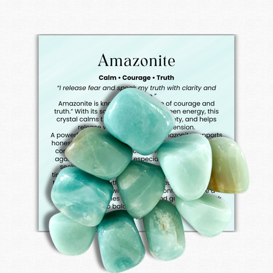 Amazonite Tumbled Stone 1–2 inches, polished turquoise-green healing crystal for stress relief and emotional balance, calming amazonite gemstone for anxiety and communication, natural amazonite pocket stone for meditation and mindfulness, crystal for courage truth and self-expression, genuine amazonite stone for chakra healing, amazonite gemstone gift for women and men, tumbled crystal for self-care and spiritual growth