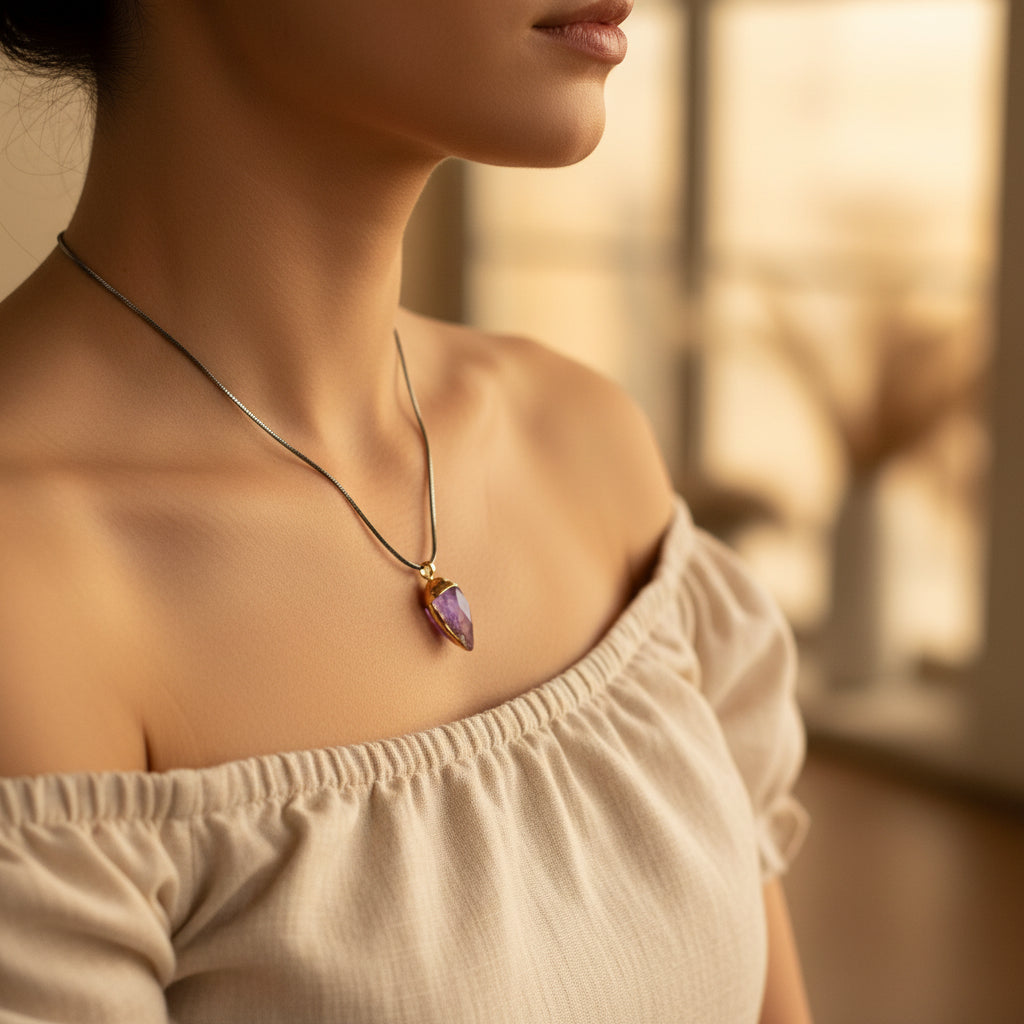 amethyst necklace, crystal necklace, crystal jewelry, amethyst jewelry, 