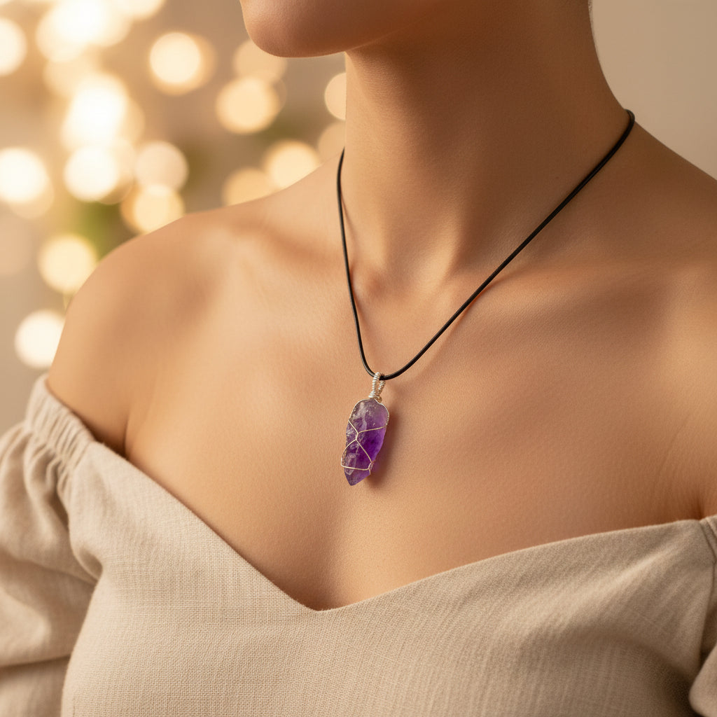 amethyst necklace, amethyst jewelry, amethyst stones for anxiety, 