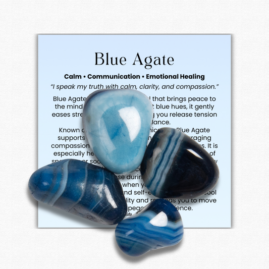 Blue Agate Tumbled Stone 1 inch, polished blue healing crystal for stress relief and emotional healing, calming agate gemstone for anxiety and balance, natural blue agate pocket stone for meditation and mindfulness, crystal for communication and self-expression, genuine blue agate stone for compassion and clarity, tumbled gemstone for reiki and chakra healing, blue agate crystal gift for women and men