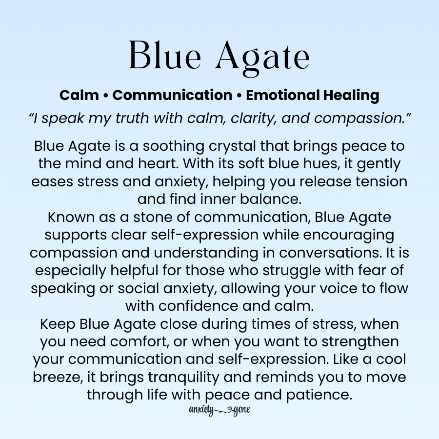 Blue Agate Tumbled Stone 1 inch, polished blue healing crystal for stress relief and emotional healing, calming agate gemstone for anxiety and balance, natural blue agate pocket stone for meditation and mindfulness, crystal for communication and self-expression, genuine blue agate stone for compassion and clarity, tumbled gemstone for reiki and chakra healing, blue agate crystal gift for women and men