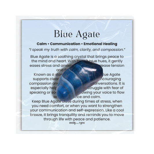 Blue Agate Tumbled Stone 1 inch, polished blue healing crystal for stress relief and emotional healing, calming agate gemstone for anxiety and balance, natural blue agate pocket stone for meditation and mindfulness, crystal for communication and self-expression, genuine blue agate stone for compassion and clarity, tumbled gemstone for reiki and chakra healing, blue agate crystal gift for women and men
