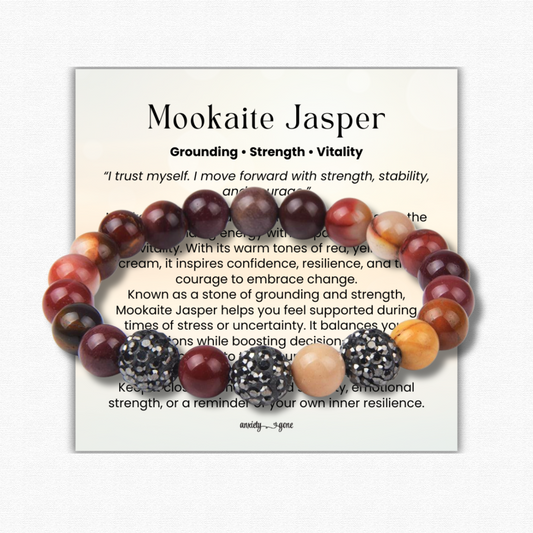 Mookaite Jasper Bracelet, natural crystal bracelet for anxiety and stress relief, healing crystal bracelet for anxiety and emotional balance, grounding crystals for anxiety in gemstone jewelry, handmade crystal jewelry for stress relief and mindfulness, calming bracelet for anxiety with genuine gemstone beads, spiritual bracelet for stress and balance, crystal bracelet gift for anxiety and self-care, crystal healing bracelets for women and men, gemstone jewelry for mental health and energy healing