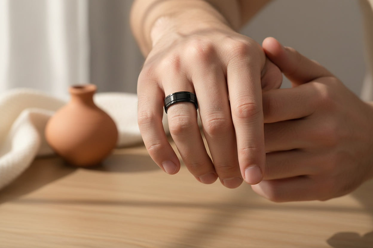 fidget ring, anxiety ring, spinner ring, worry ring, fidget jewelry, fidget ring for anxiety, spinning anxiety ring, anti-anxiety ring, stress relief ring, fidget ring for stress, fidget ring for adults, fidget ring for kids, fidget ring for women, fidget ring for men, discreet fidget ring, fidget ring for focus, fidget ring for work, calming ring for anxiety, ring to reduce stress, mental health support jewelry, stainless steel fidget ring, sterling silver fidget ring, gold spinner ring,