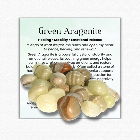 Green Aragonite Tumbled Stone 2–3 inches, polished green healing crystal for stress relief and emotional healing, aragonite gemstone for balance and renewal, natural green aragonite pocket stone for meditation and mindfulness, calming crystal for anxiety and self-care, genuine aragonite crystal for forgiveness compassion and growth, grounding gemstone for stability and peace, green aragonite gift for women and men