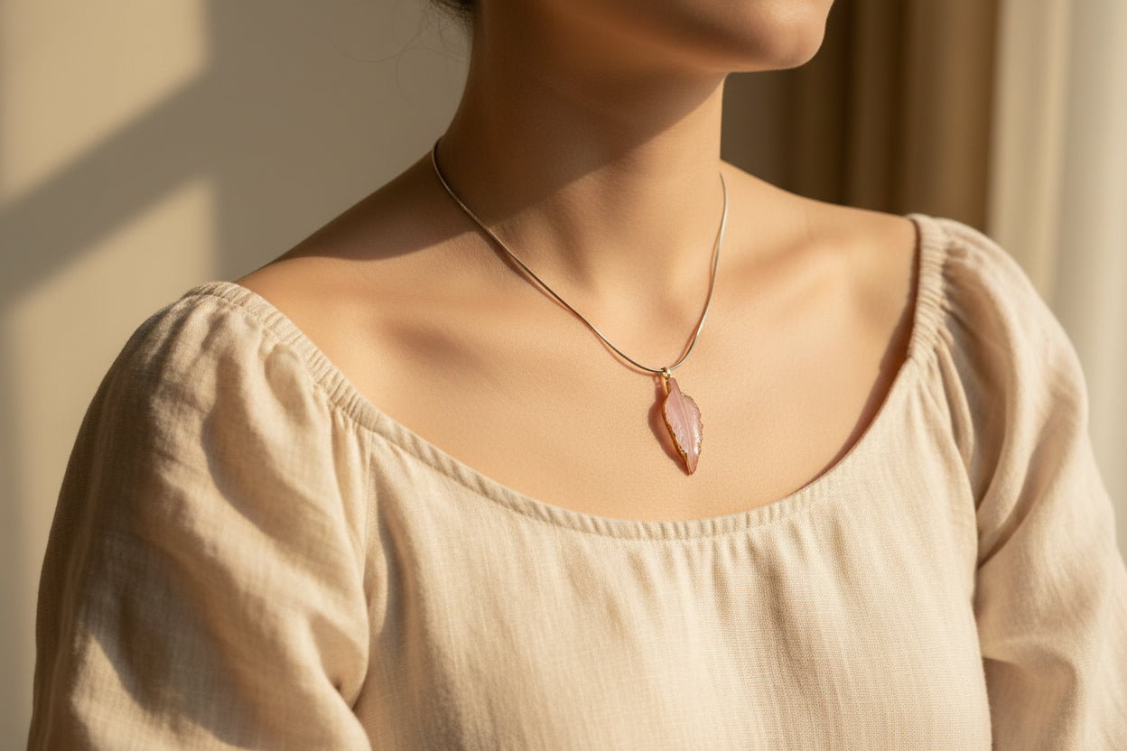 rose quartz necklace, rose quartz jewelry, 