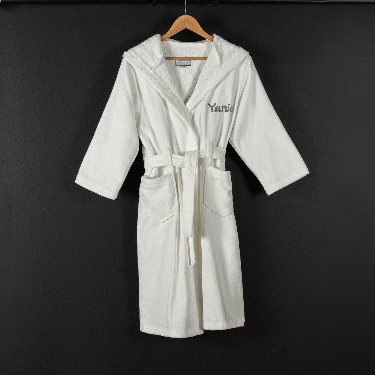 Empress & Co. Luxe Bathrobe with custom embroidery – personalized cotton bathrobe for women and men, luxury spa gift, hooded terry robe, self care gift set, wellness gift basket item, mental health gift, relaxation gift box essential, cozy loungewear for home spa, anxiety relief gift idea.