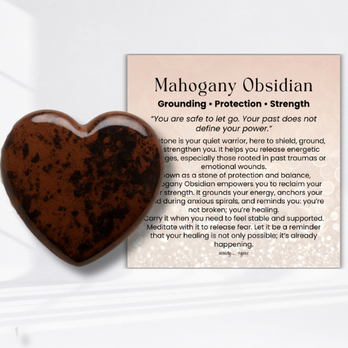 Mahogany Obsidian Worry Stone, grounding crystal for protection and emotional healing, red and black obsidian thumb stone for stress relief and anxiety support, polished mahogany obsidian pocket stone for meditation and mindfulness, crystals for trauma release and energy balance, healing worry stone gift for women and men, root chakra grounding stone, mahogany obsidian fidget stone for emotional strength and stability
