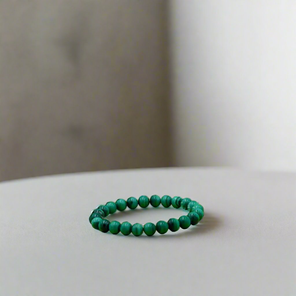Wellbeing Malachite Gemstone  Bracelet for anxiety relief, emotional healing, mental health support and spiritual gifts.