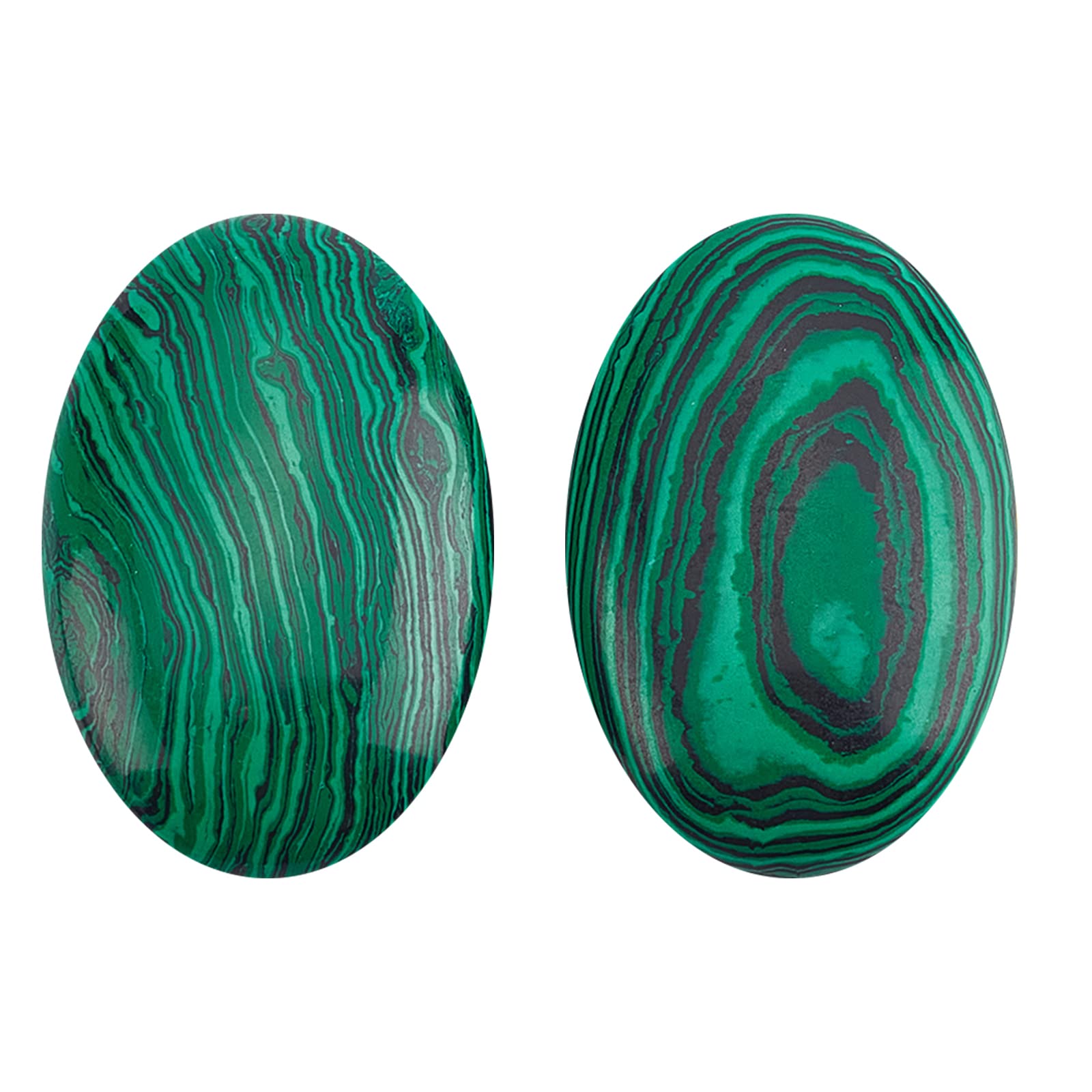 Polished malachite worry stone for emotional healing, transformation, and protection – natural thumb stone with info card for anxiety and stress relief
