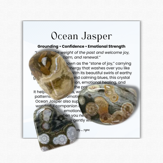 Ocean Jasper Tumbled Stone 2–3 inches, large polished healing crystal for joy and emotional healing, ocean jasper gemstone for stress relief and renewal, natural ocean jasper crystal with swirls of green cream and blue, calming crystal for anxiety and mindfulness, genuine ocean jasper meditation stone, ocean jasper gemstone gift for women and men, spiritual crystal for positivity and balance
