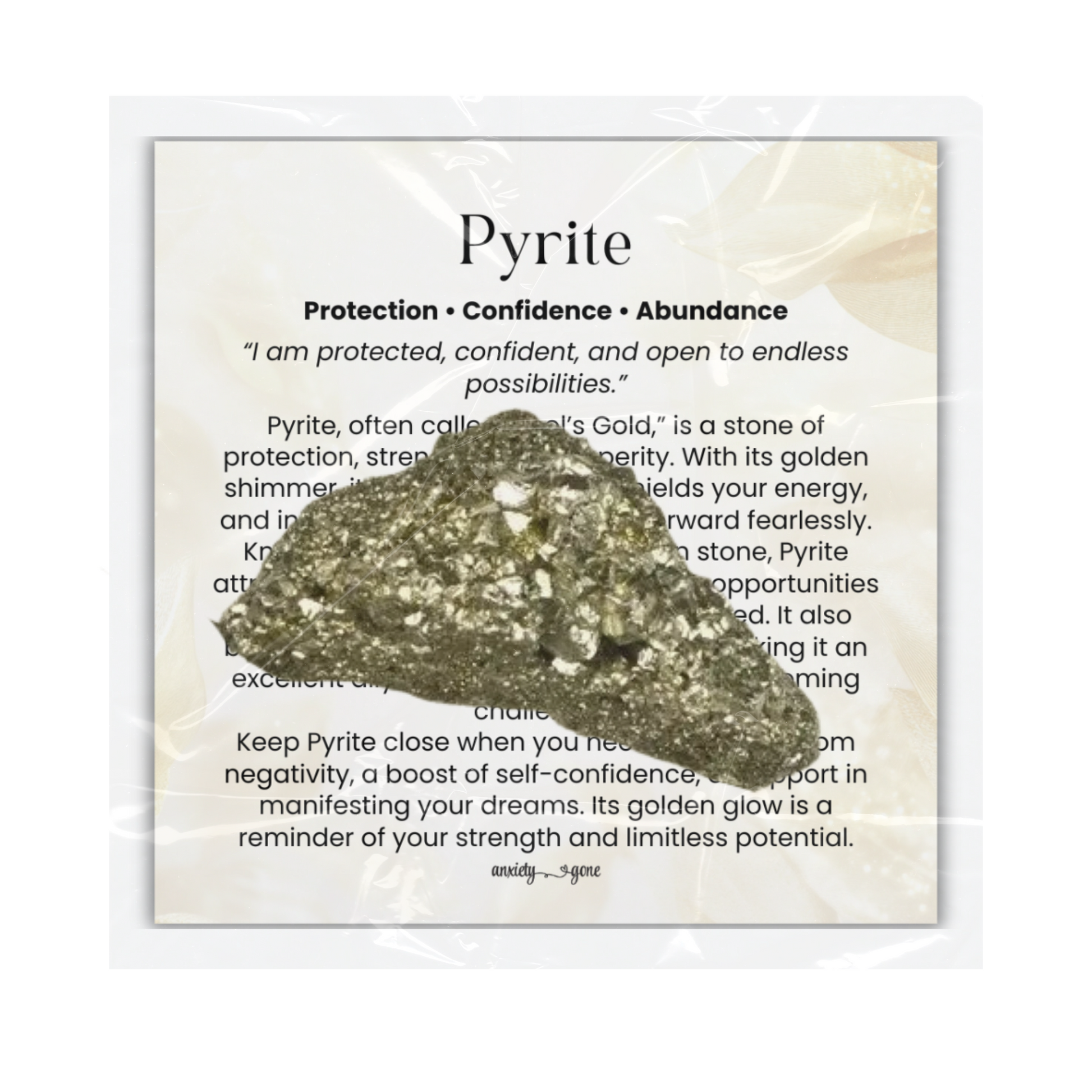 Pyrite Tumbled Stone 1–2 inches, polished fool’s gold healing crystal for protection and abundance, golden pyrite gemstone for confidence and success, natural pyrite pocket stone for meditation and manifestation, genuine pyrite crystal for grounding and motivation, sparkling pyrite stone for stress relief and energy healing, pyrite prosperity stone gift for women and men