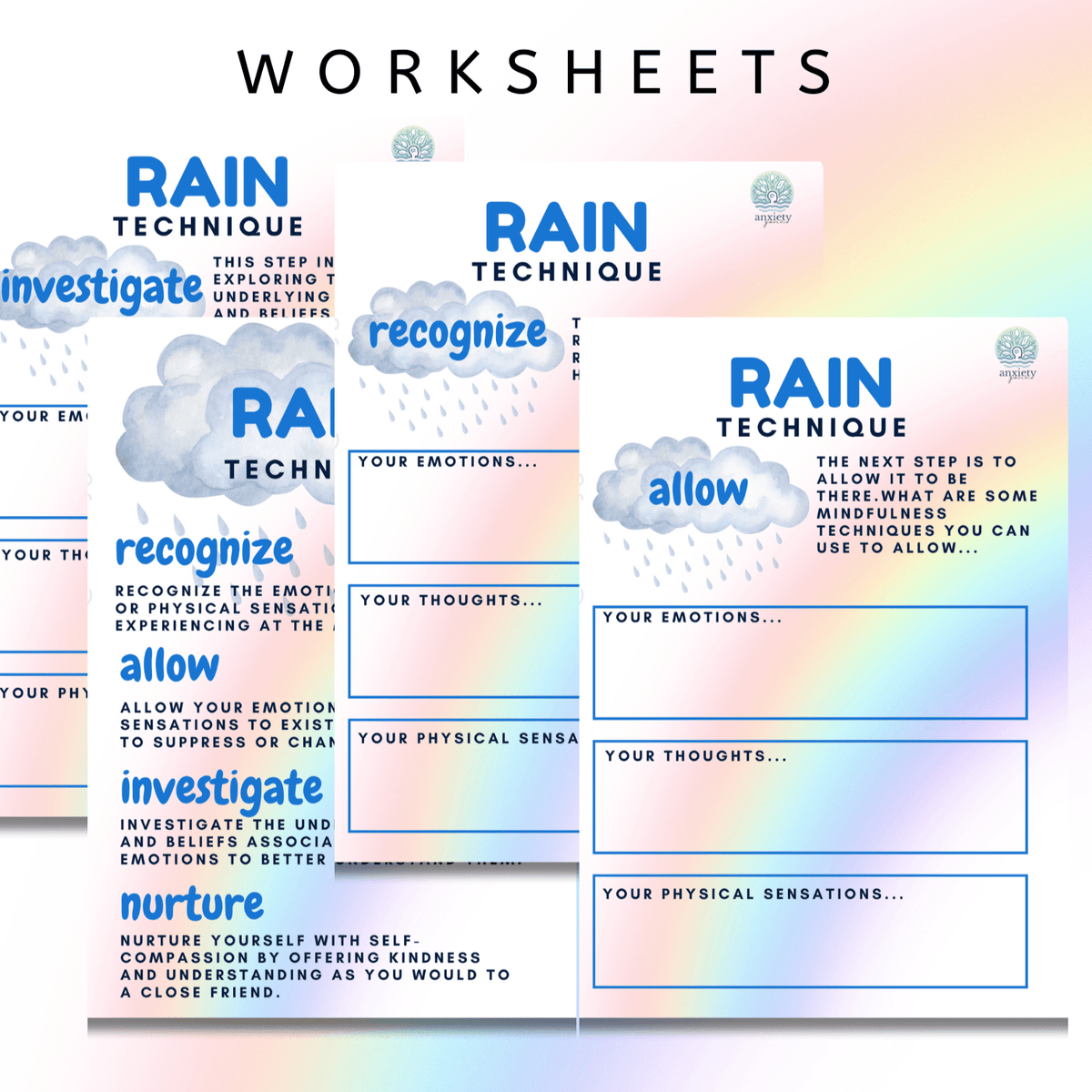 Mental health resources, Mindfulness worksheets, Therapy tools, Self-help guides, Printable mental health posters, Coping skills worksheets, Agoda relief printables, Depression management worksheets, Emotional wellness tools, Mental health checklists, Stress reduction printables, Self-care worksheets, Printable therapy activities, Emotional intelligence guides, Mental health exercises PDF. rain technique