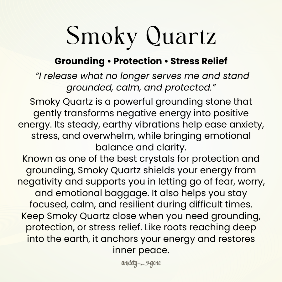 Smoky Quartz Tumbled Stone 1–2 inches, polished brown-grey healing crystal for grounding and protection, natural smoky quartz gemstone for stress relief and anxiety, calming smoky quartz pocket stone for meditation and mindfulness, genuine smoky quartz crystal for emotional balance and resilience, tumbled gemstone for reiki and chakra healing, smoky quartz crystal gift for women and men