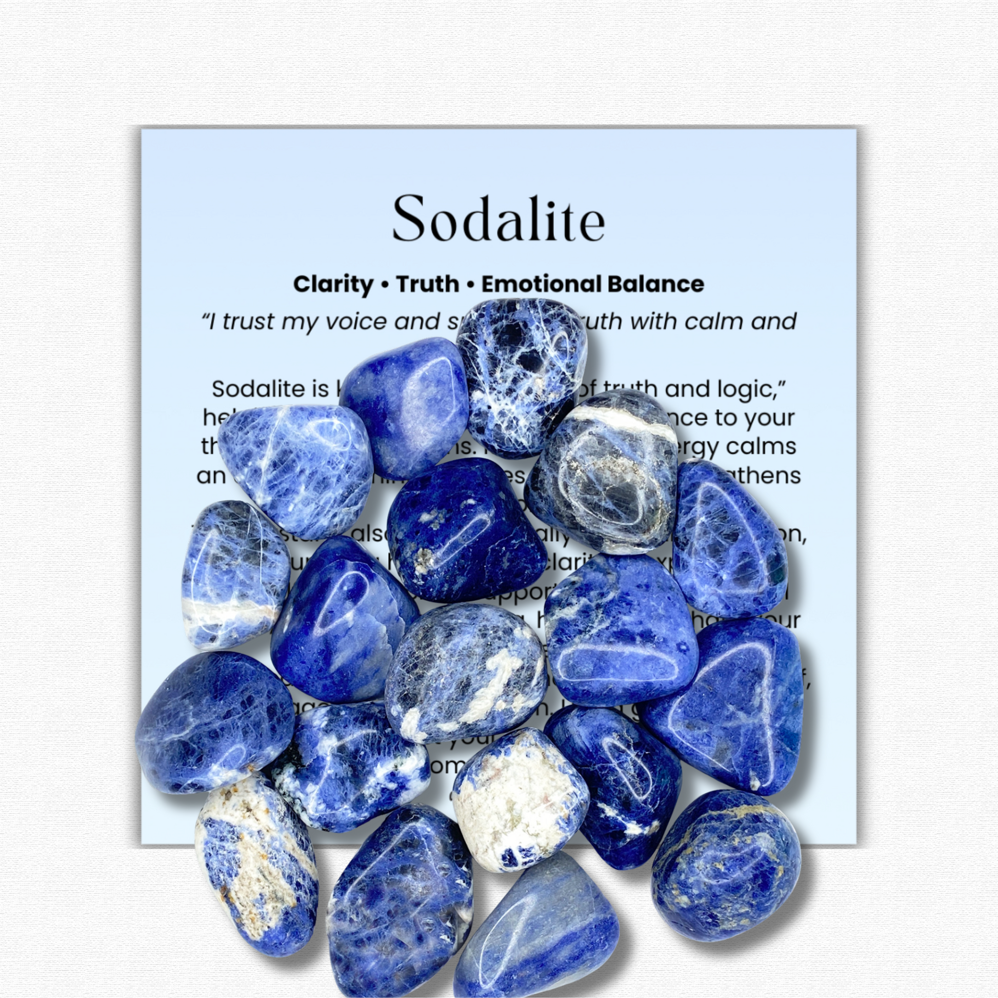 Sodalite Tumbled Stone 1–2 inches, polished deep blue healing crystal for clarity and truth, calming sodalite gemstone for stress relief and anxiety, natural sodalite pocket stone for meditation and mindfulness, sodalite crystal for emotional balance and communication, genuine sodalite stone for intuition and self-expression, tumbled gemstone for reiki and chakra healing, sodalite crystal gift for women and men