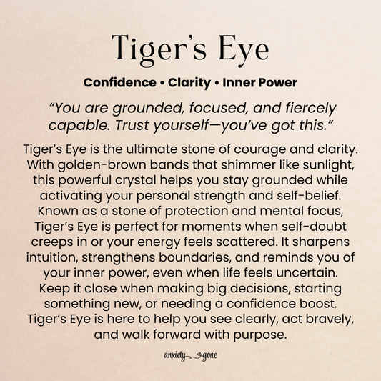 Tiger's Eye Worry Stone for anxiety relief and releasing fear, making it an excellent fidget toy and crystal for anxiety. 
