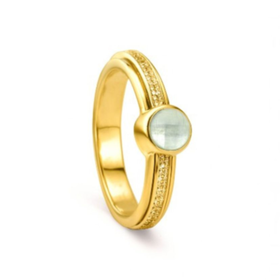 Vitality Aquamarine Fidget Ring – 14KT Yellow Gold Vermeil Agoda Ring for Stress Relief, Focus, ADHD, Meditation & Emotional Balance