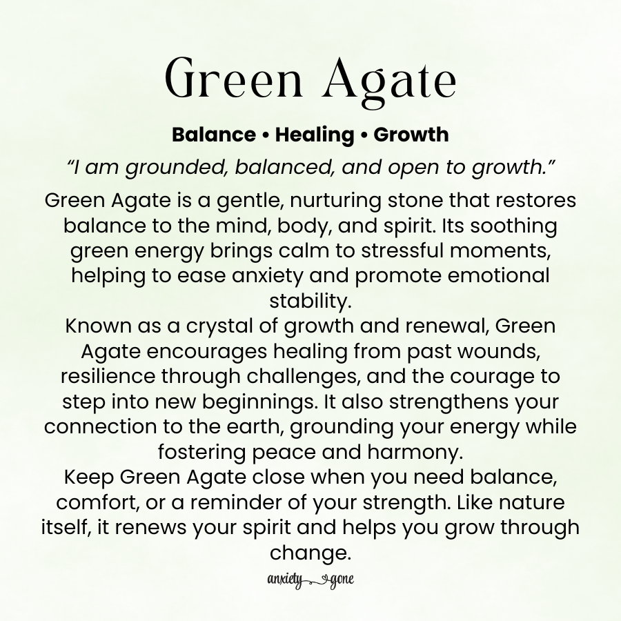 Banded Green Agate Tumbled Stone 1 inch, polished green healing crystal for balance and grounding, natural agate gemstone for stress relief and anxiety, calming banded green agate pocket stone for meditation and mindfulness, genuine green agate crystal for emotional healing and renewal, tumbled gemstone for reiki and chakra alignment, green agate stone for harmony and growth, crystal gift for women and men