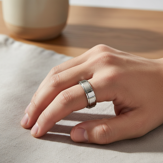 fidget ring, anxiety ring, spinner ring, worry ring, fidget jewelry, fidget ring for anxiety, spinning anxiety ring, anti-anxiety ring, stress relief ring, fidget ring for stress, fidget ring for adults, fidget ring for kids, fidget ring for women, fidget ring for men, discreet fidget ring, fidget ring for focus, fidget ring for work, calming ring for anxiety, ring to reduce stress, mental health support jewelry, stainless steel fidget ring, sterling silver fidget ring, gold spinner ring,