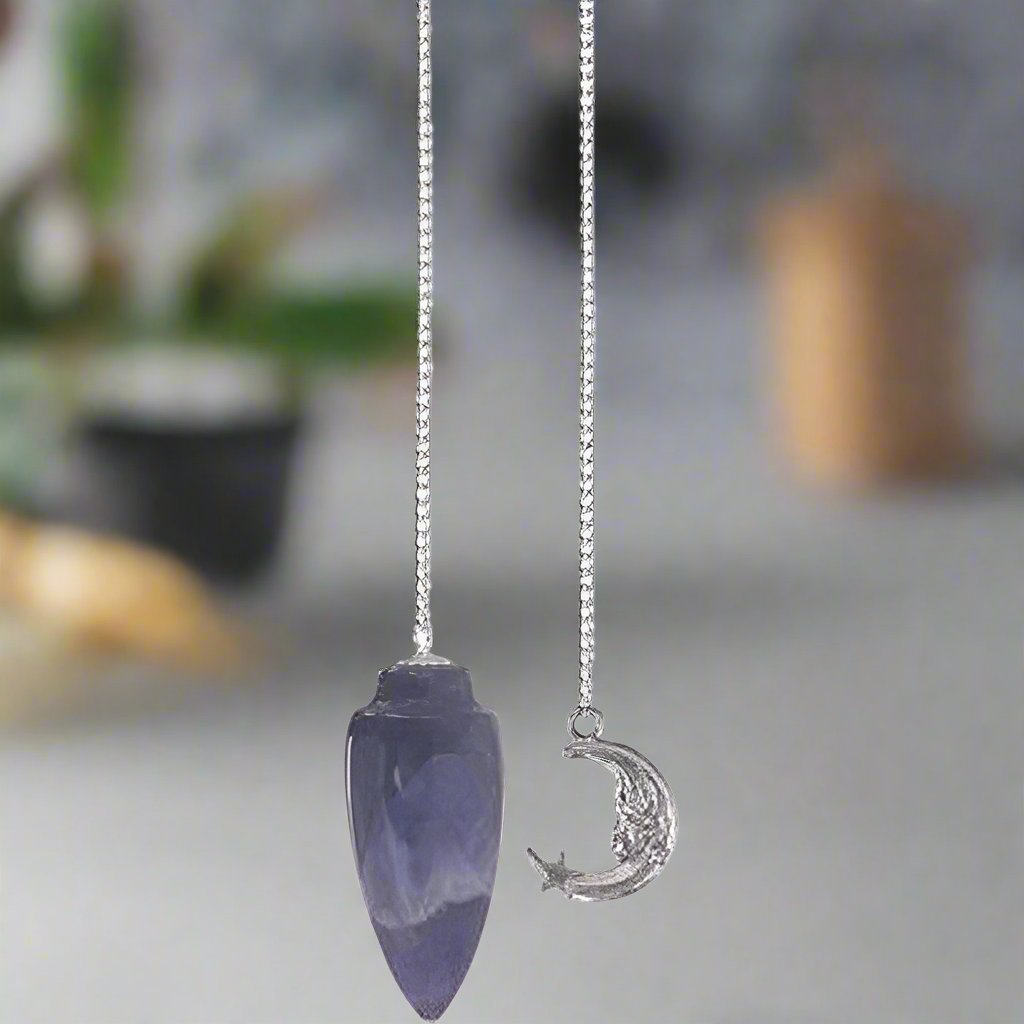 amethyst pendulum, amethyst crystal pendulum, pendulum with moon charm, moon chain crystal pendulum, amethyst dowsing pendulum, purple crystal pendulum, amethyst pendulum for divination, moon pendulum with amethyst, amethyst pendulum necklace