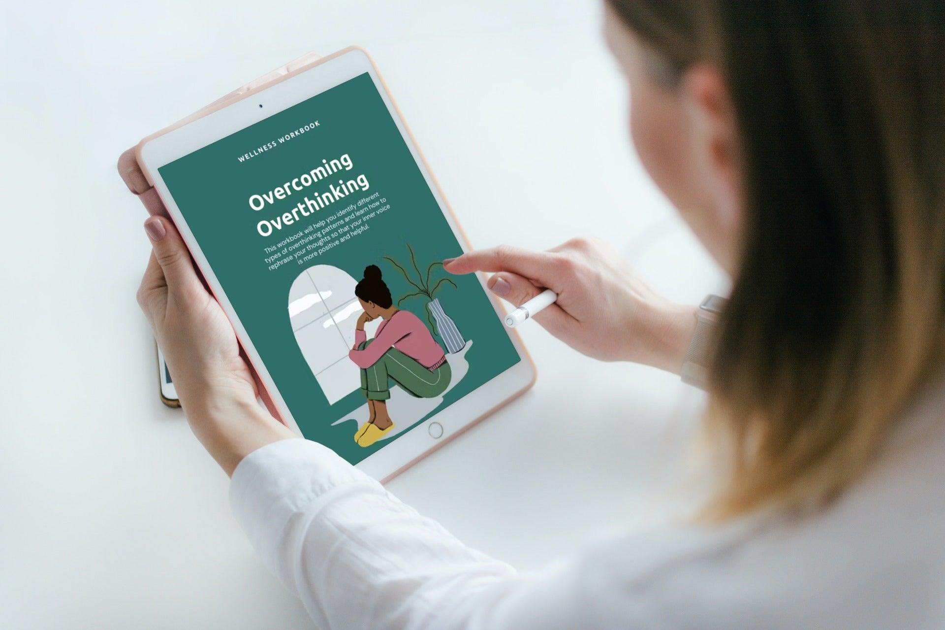 wellness workbook, digital workbook, overthinking methods, coping methods, mental health worksheets, digital worksheets, wellness worksheets, mental health journal, digital journal, techniques for overthinking,