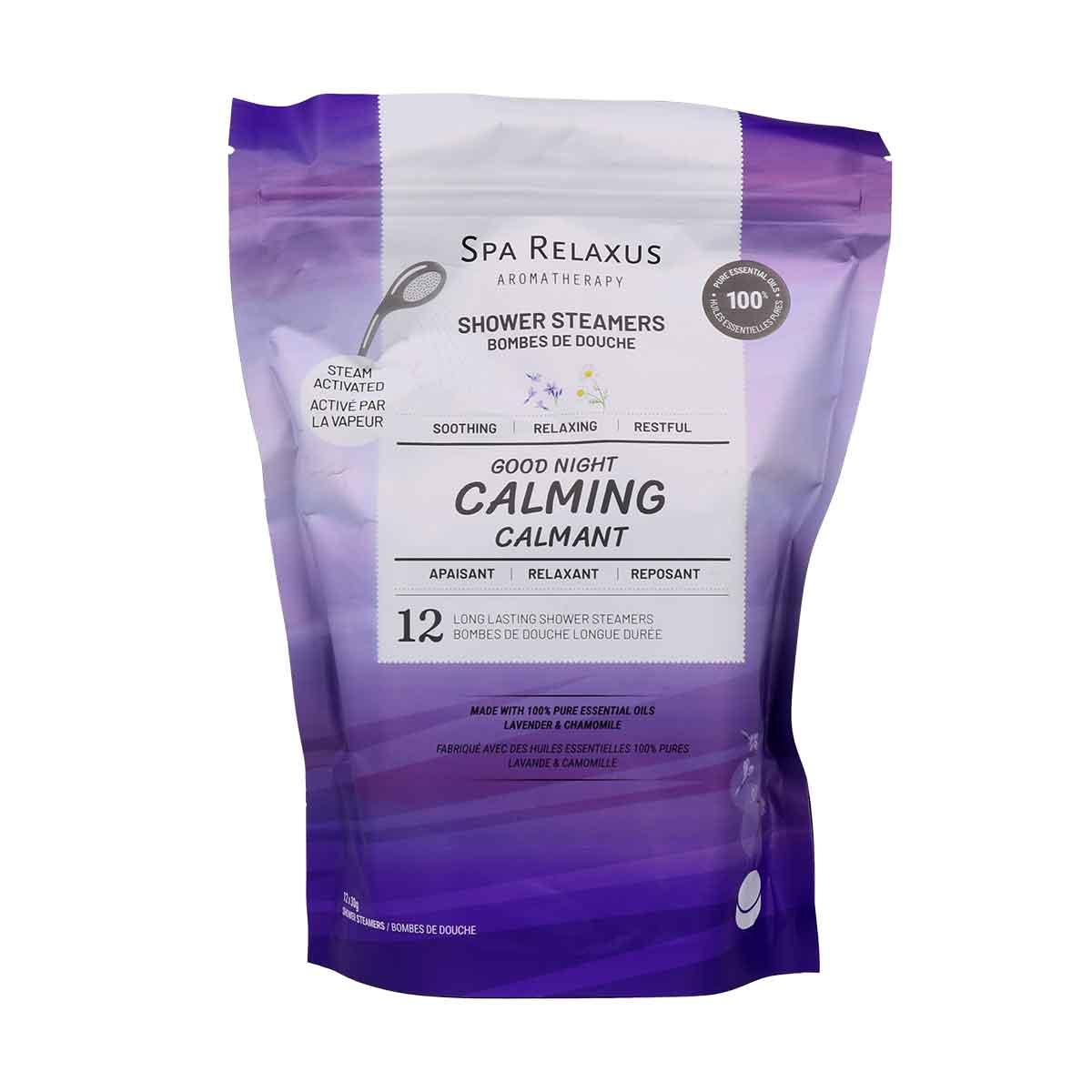 shower steamers, good night shower steamer, lavender shower steamer, chamomile shower steamer, calming shower steamer, lavender essential oil, calming bath, calming spa set, 