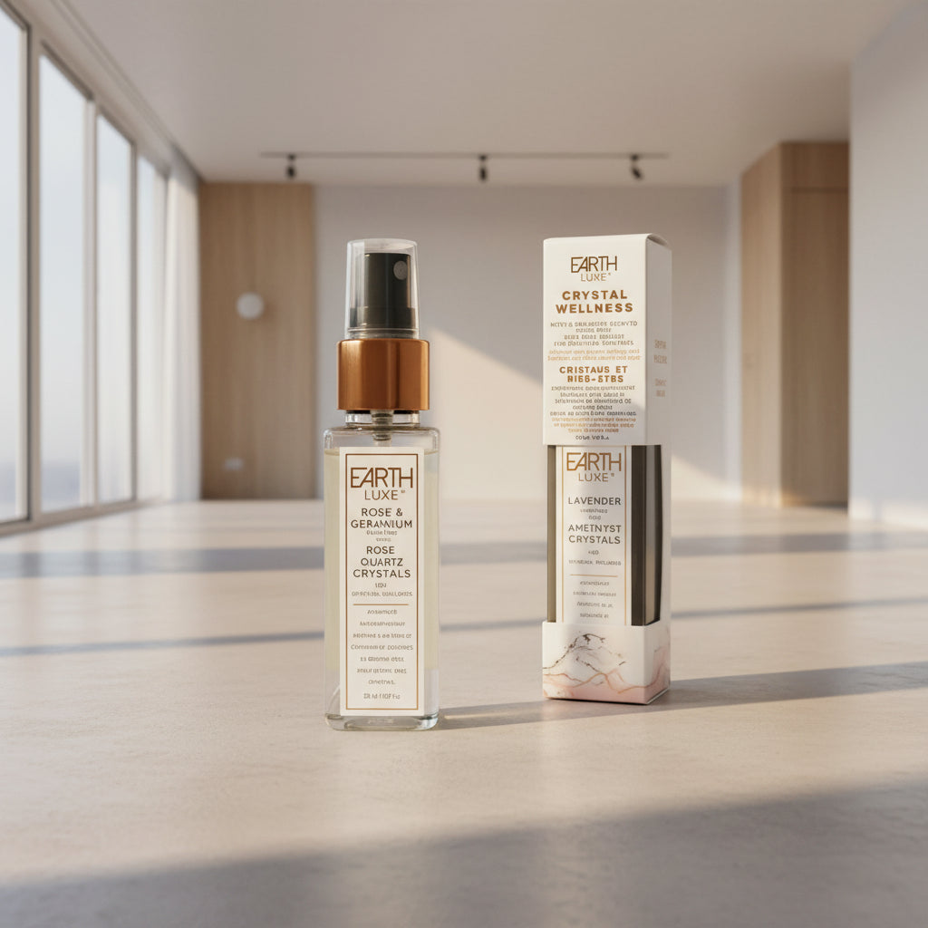 aromatherapy spray for stress relief, calming spray for anxiety, essential oil spray for mood, mental health support spray, grounding aromatherapy mist, stress relief mist with crystals, emotional support spray, mood balancing spray
