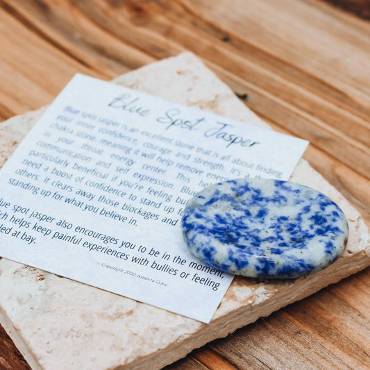 worry stones, thumb stone, blue spot jasper, blue spot stone, blue jasper, jasper worry stone, jasper thumb stone, blue thumb stone, blue worry stone, stones for anxiety, stones for panic, gemstones for anxiety, crystals for anxiety, mental health crystals, fidget tools,
