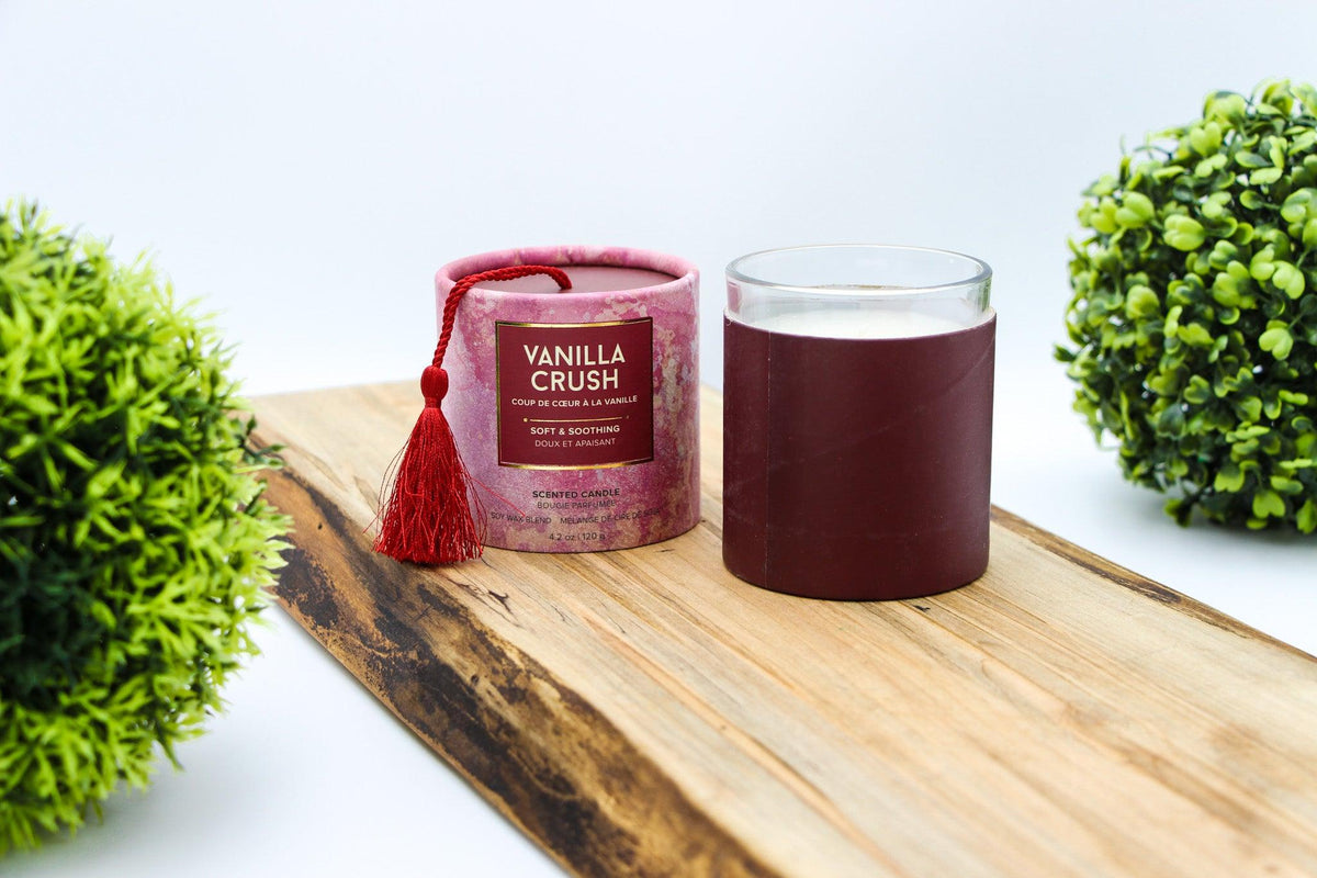 vanilla crush candle, vanilla candle, sweet candle, soy candle, canadian candles, soft and soothing candles, 