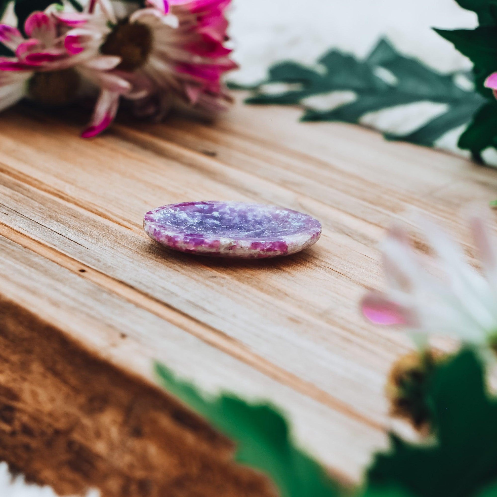 Lepidolite Worry Stone for anxiety, mood stabilization, and emotional healing.