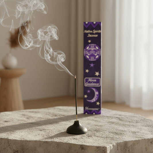 Moon Guidance Sacred Jasmine Incense Sticks for calming, feminine energy and spiritual rituals, to be used on incense holders.