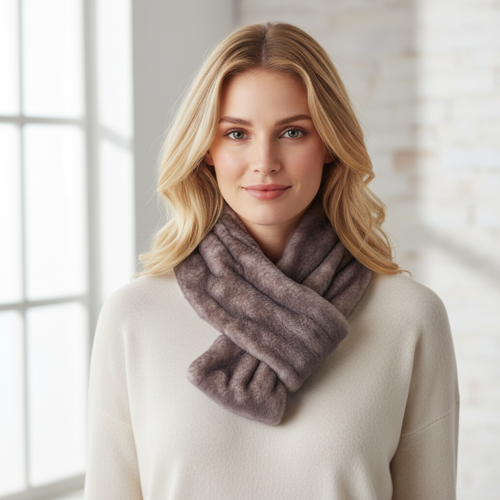 aromatherapy wrap, aromatherapy neck wrap, lavender neck wrap, faux fur neck wrap, tourmaline neck wrap, relaxus scarf, neck scarf,