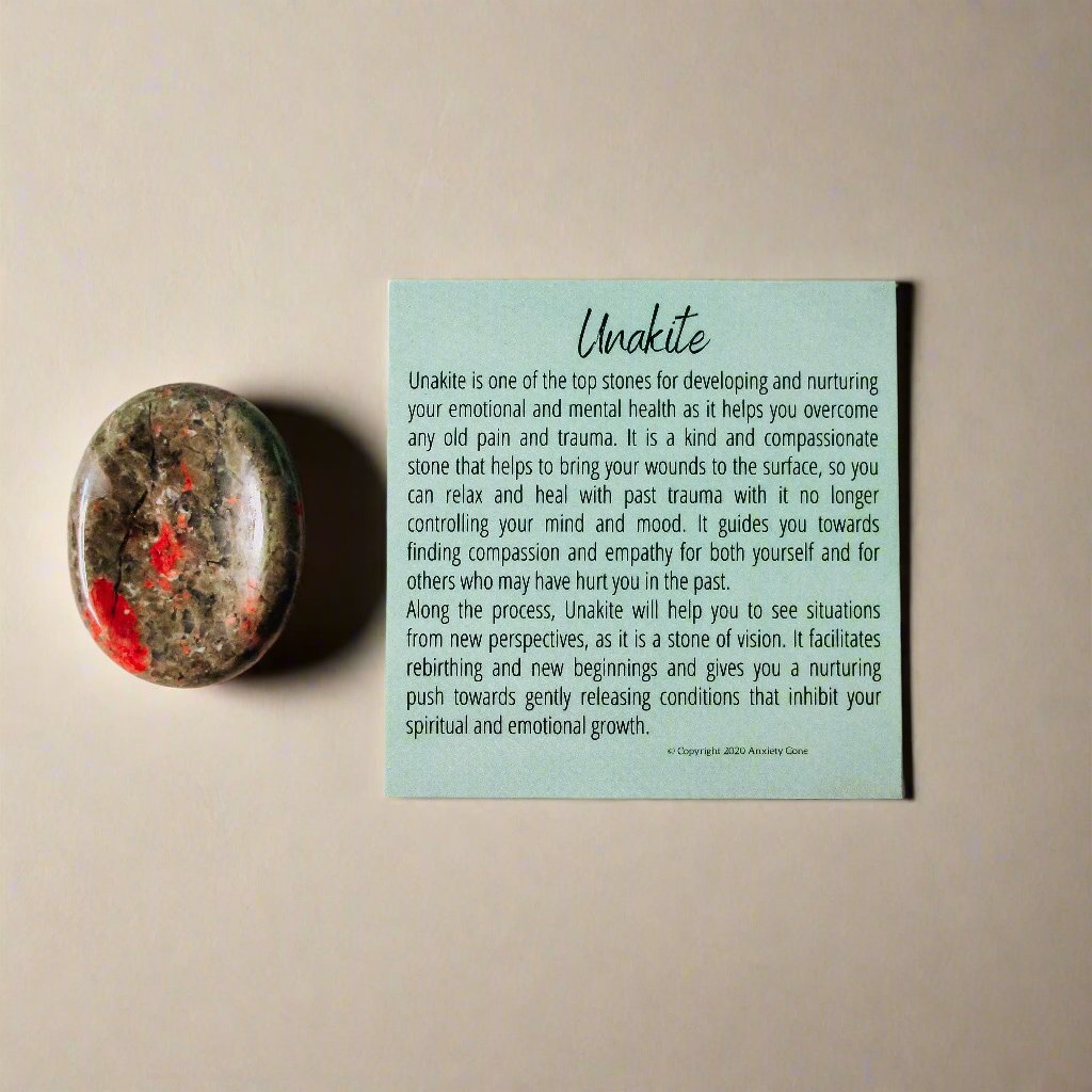 Unakite Worry Stone for anxiety, stress relief, emotional healing, and compassion.